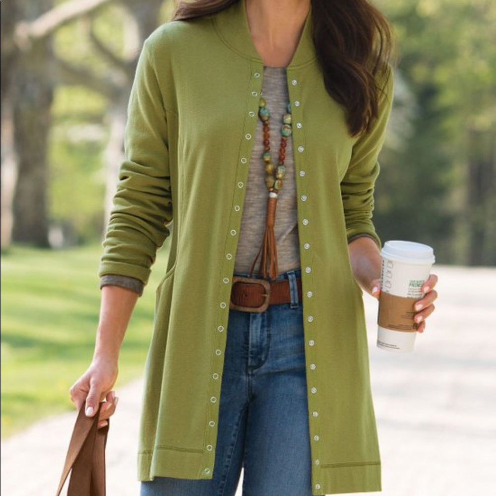 SOFT SURROUNDINGS NORTHPORT JACKET OLIVE GREEN SIZE LARGE
